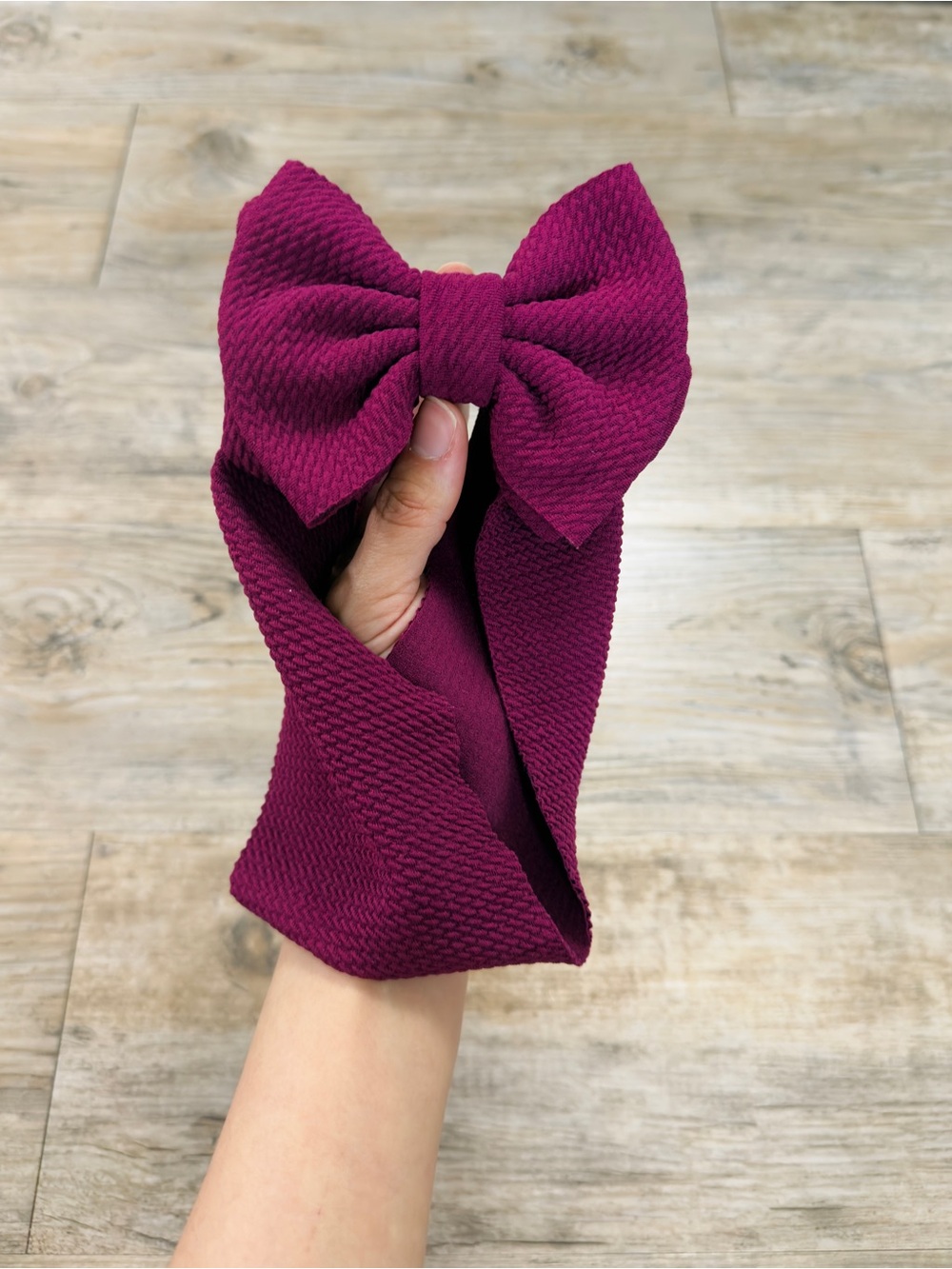 Big Bow Headband Baby Girl 0-3M Deep Berry Bullet Fabric